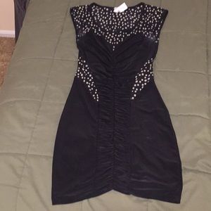 Black Dress - with ruffles & sheer white polkadots